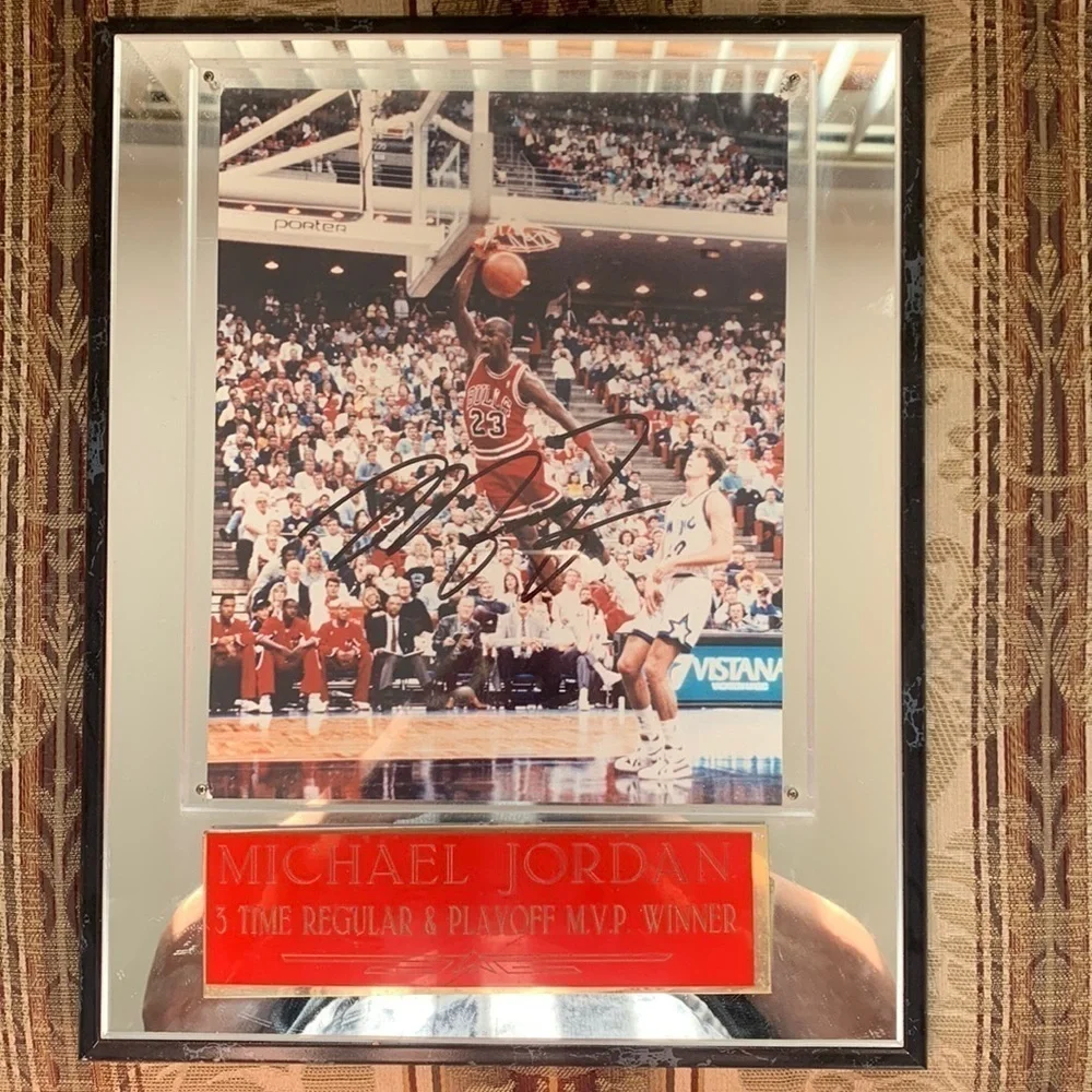 Michael Jordan Chicago bulls signed plaque three time MVP winner authentic